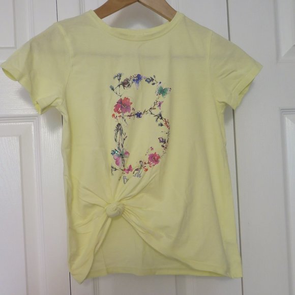 NEXT UK - Yellow 'B' for Beautfiul knotted T-shirt - Picture 1 of 6